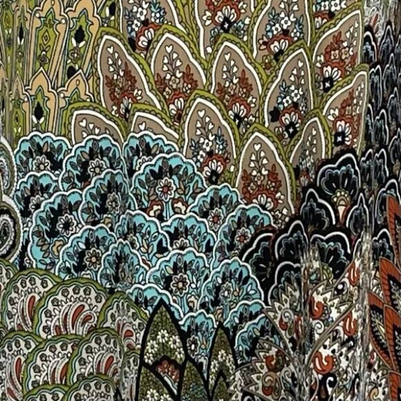 MSK Brown Orange Tan Peacock Print Boho Hippie Festival Dress NWOT Size M - Picture 5 of 13